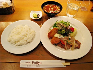 本日のランチ(徳島県産サワラのフライ・国産豚ロースのしょうが焼き)