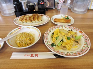 餃子・肉と玉子のいりつけ・炒飯(JS)・春巻(JS)