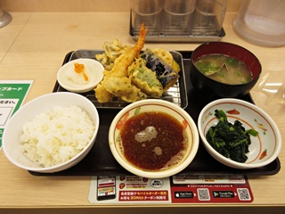 牡蠣と海老の天ぷら定食