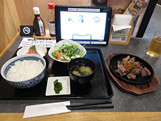 一口牛サイコロステーキ(100g)＋定食セット