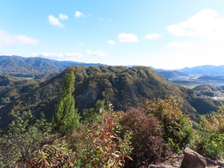 詰の丸跡から高山城跡を望む